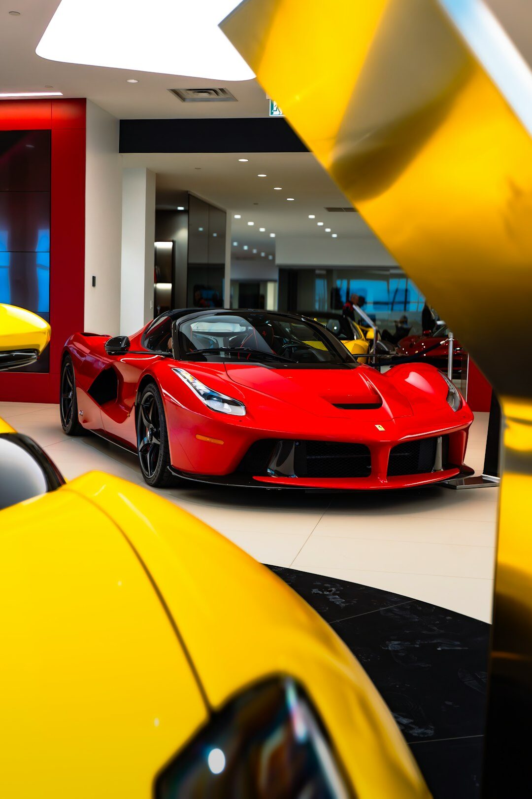 person choosing car in showroom