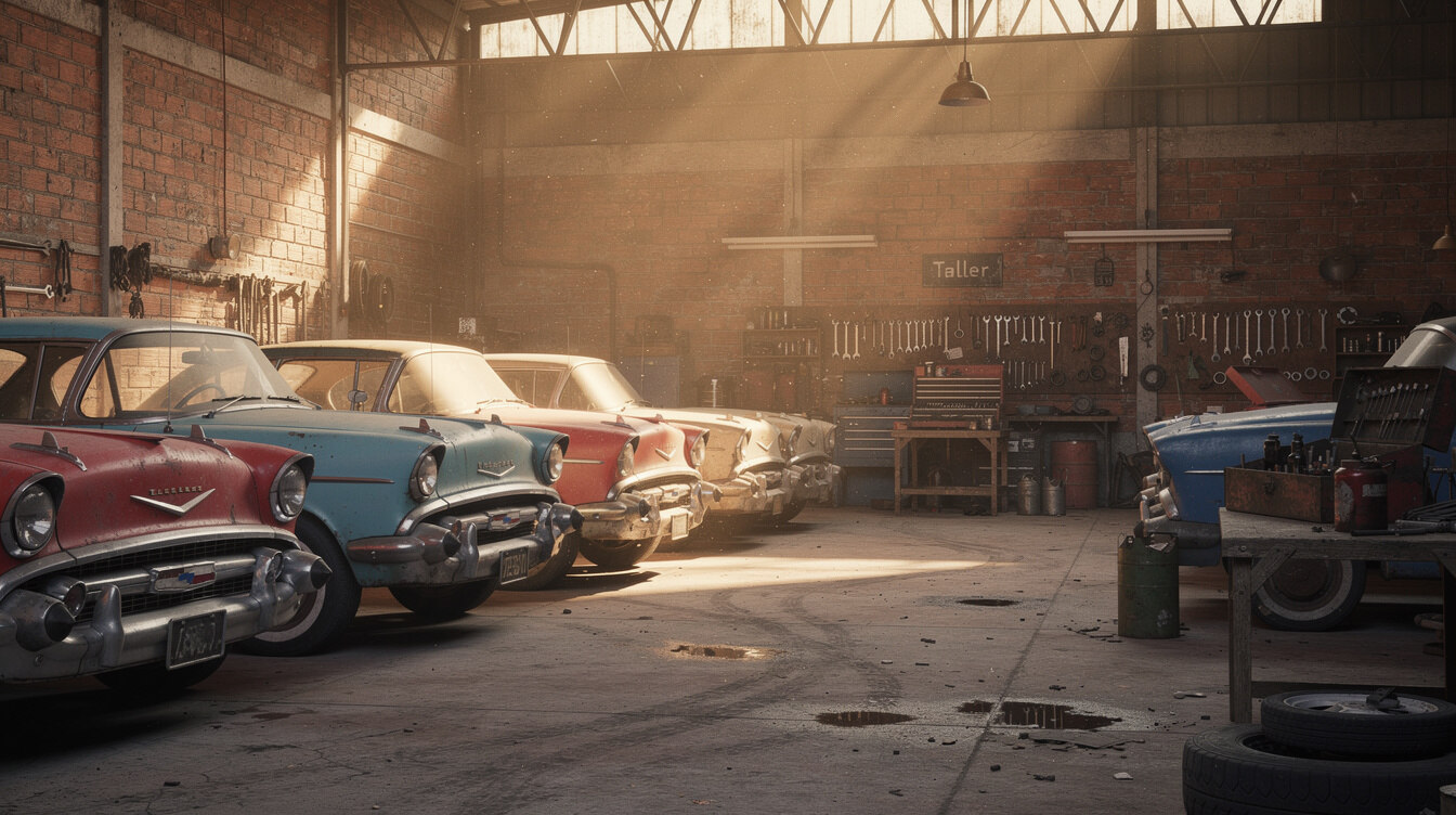 Fascinating old workshop in Montevideo filled with several classic automobiles